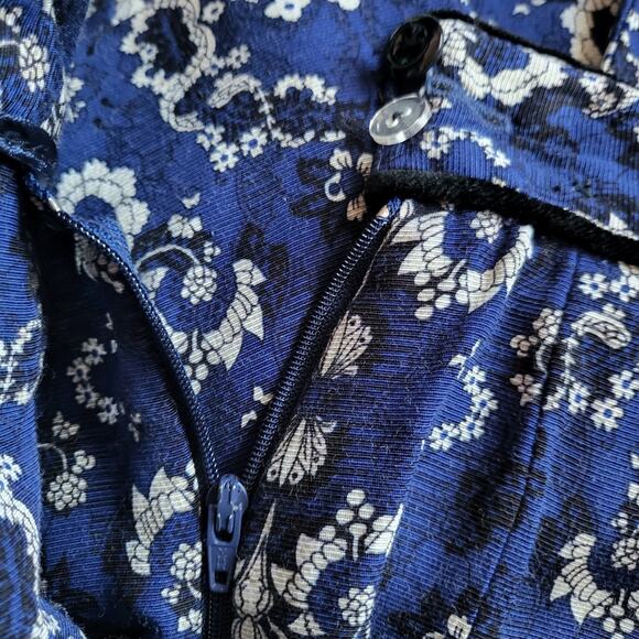 Vintage Robin Sinkler High Waisted Pleated Blue Floral Tapered Lightweight Pants - Picture 13 of 16